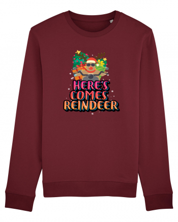 Here's Comes Reindeer Burgundy