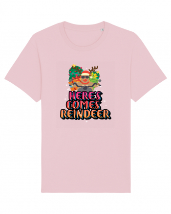 Here's Comes Reindeer Cotton Pink