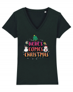 Here's Comes Christmas Tricou mânecă scurtă guler V Damă Evoker