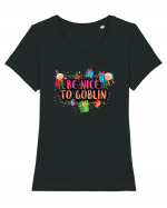 Be Nice To Goblin Tricou mânecă scurtă guler larg fitted Damă Expresser