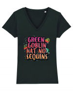 Green Goblin Hat No Sequins Tricou mânecă scurtă guler V Damă Evoker