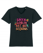 Green Goblin Hat No Sequins Tricou mânecă scurtă guler V Bărbat Presenter