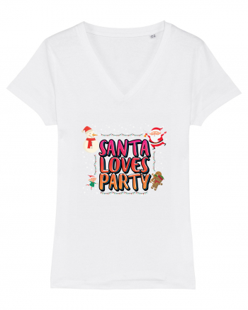 Santa Loves Party White