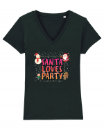 Santa Loves Party Tricou mânecă scurtă guler V Damă Evoker