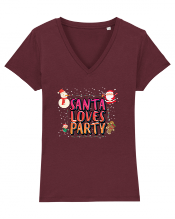 Santa Loves Party Burgundy