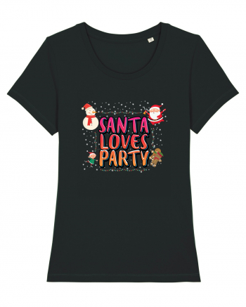 Santa Loves Party Black