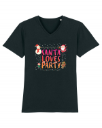 Santa Loves Party Tricou mânecă scurtă guler V Bărbat Presenter