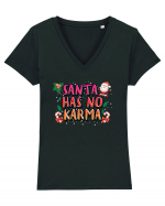 Santa Has No Karma Tricou mânecă scurtă guler V Damă Evoker