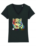 RGB Leopard Tricou mânecă scurtă guler V Damă Evoker