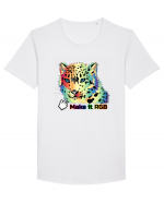 RGB Leopard Tricou mânecă scurtă guler larg Bărbat Skater