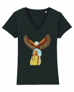 Nativ American Tricou mânecă scurtă guler V Damă Evoker