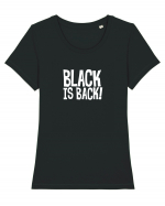 Black is Back! Tricou mânecă scurtă guler larg fitted Damă Expresser