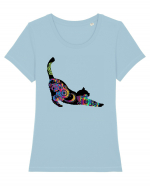 Tattooed Cat Tricou mânecă scurtă guler larg fitted Damă Expresser