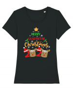 Merry Quarantine Christmas Tricou mânecă scurtă guler larg fitted Damă Expresser