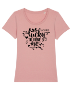 Ești norocos să mă ai Tricou mânecă scurtă guler larg fitted Damă Expresser