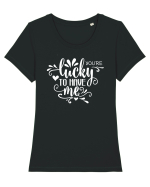 Ești norocos să mă ai Tricou mânecă scurtă guler larg fitted Damă Expresser