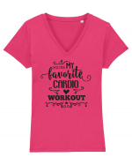 Tu ești exercițiul meu cardio favorit! Tricou mânecă scurtă guler V Damă Evoker