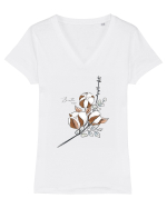 cotton Tricou mânecă scurtă guler V Damă Evoker