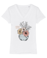 flori Tricou mânecă scurtă guler V Damă Evoker