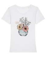 flori Tricou mânecă scurtă guler larg fitted Damă Expresser