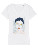 ochi albastri Tricou mânecă scurtă guler V Damă Evoker