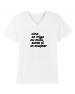 Cine se frige cu mici, suflă și în muștar Tricou mânecă scurtă guler V Bărbat Presenter