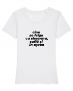 Cine se frige cu shaorma, suflă și în ayran Tricou mânecă scurtă guler larg fitted Damă Expresser