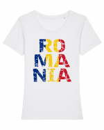 Romania 1 Decembrie 1918 Tricolor Tricou mânecă scurtă guler larg fitted Damă Expresser