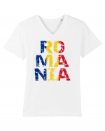 Romania 1 Decembrie 1918 Tricolor Tricou mânecă scurtă guler V Bărbat Presenter