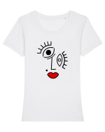 Rosu aprins Tricou mânecă scurtă guler larg fitted Damă Expresser