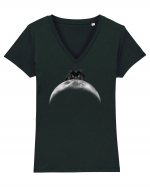 CatSide of the Moon Tricou mânecă scurtă guler V Damă Evoker