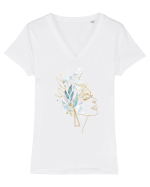 Floral Head Feminin Tricou mânecă scurtă guler V Damă Evoker