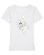 Floral Head Feminin Tricou mânecă scurtă guler larg fitted Damă Expresser