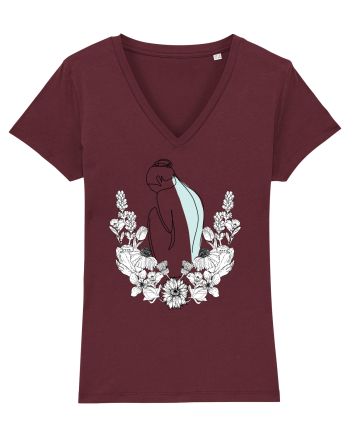 Silueta in Flori Feminin Burgundy