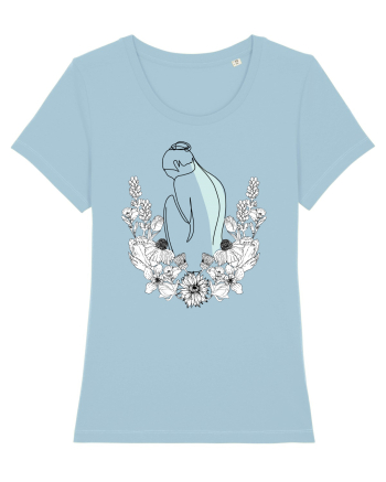 Silueta in Flori Feminin Sky Blue