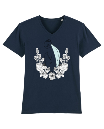 Silueta in Flori Feminin French Navy