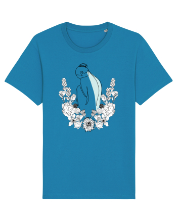 Silueta in Flori Feminin Azur