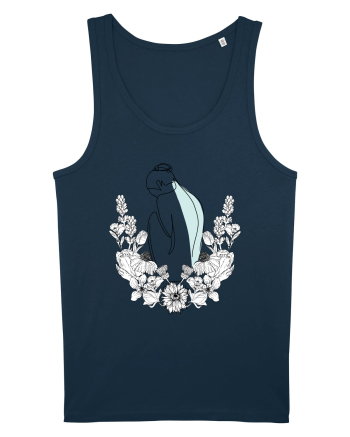 Silueta in Flori Feminin Navy