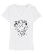 Floral Buttefly Feminin Tricou mânecă scurtă guler V Damă Evoker