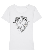 Floral Buttefly Feminin Tricou mânecă scurtă guler larg fitted Damă Expresser