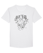 Floral Buttefly Feminin Tricou mânecă scurtă guler larg Bărbat Skater