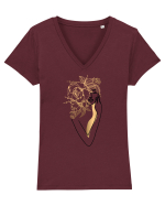 Silueta FLoral Gold Tricou mânecă scurtă guler V Damă Evoker