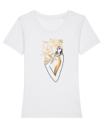 Silueta FLoral Gold Tricou mânecă scurtă guler larg fitted Damă Expresser