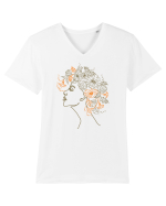 Floral Hair Tricou mânecă scurtă guler V Bărbat Presenter