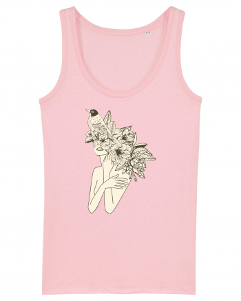 Bird Floral Head Feminin Cotton Pink