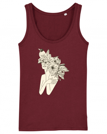 Bird Floral Head Feminin Burgundy