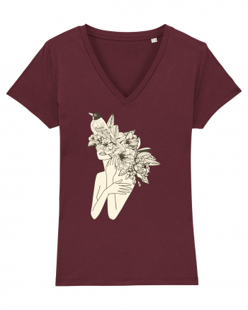 Bird Floral Head Feminin Burgundy