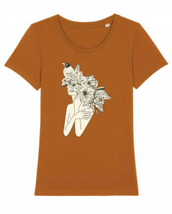 Bird Floral Head Feminin Roasted Orange