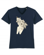 Bird Floral Head Feminin Tricou mânecă scurtă guler V Bărbat Presenter