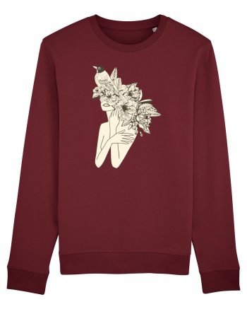 Bird Floral Head Feminin Burgundy